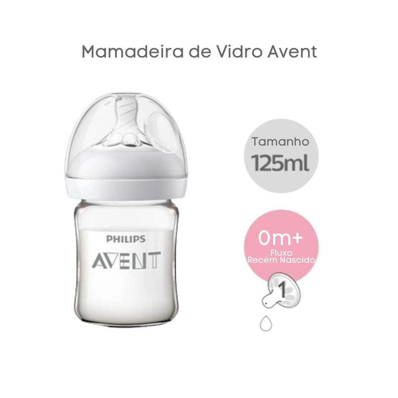 Kit Mamadeira Avent Vidro Pure Glass 125ml + 240ml